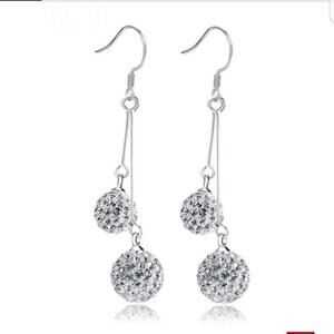 NEW Crystal Elements Fashion Sterling Silver Plated Dangle Earrings